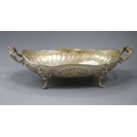 A German 800 white metal two handled oval fruit bowl, 16 oz.