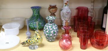 A quantity of Venetian, cranberry and other glassware