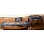 A mahogany stool and a Victorian footstool W.125 and 58cm