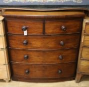 A Victorian mahogany bow front chest of drawers W.101cm