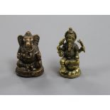 Two Indian Hindu miniature figures of Ganesh, 19th century