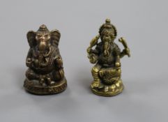 Two Indian Hindu miniature figures of Ganesh, 19th century