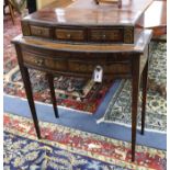 A brass inset rosewood hall table W.76cm