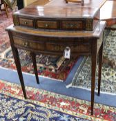 A brass inset rosewood hall table W.76cm