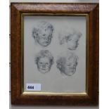 Edwards, pencil drawing, Studies of a child's head, 27 x 22cm