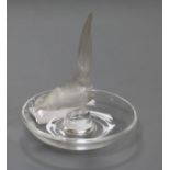 A Lalique bird ash-tray 10cm high