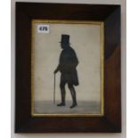 19th century English School, cut and painted silhouette of James Forster 1851, inscribed verso James