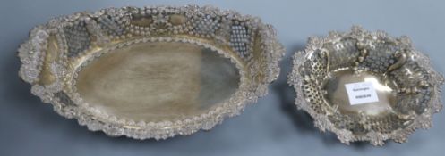 A late Victorian pierced silver dish by Charles Stuart Harris, London, 1893 and a later larger