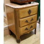 A French marble top petit commode W.55cm