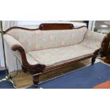 A William IV mahogany scroll end settee W.240cm