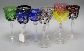 A 'set' of hock glasses and a set of glass plates