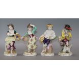 A set of four Samson figures emblematic of the Seasons and and two 19th century framed silhouettes