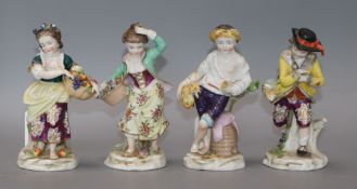 A set of four Samson figures emblematic of the Seasons and and two 19th century framed silhouettes