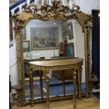 An ornate Victorian giltwood and gesso overmantel W.172cm