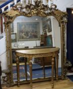 An ornate Victorian giltwood and gesso overmantel W.172cm