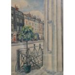 English School, watercolour, City street view, 58.5 x 39cm