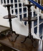 A pair of Edwardian mahogany two tier tables W.31cm
