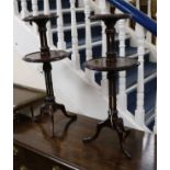 A pair of Edwardian mahogany two tier tables W.31cm