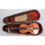 A cased model of a violin Violin 24cm long
