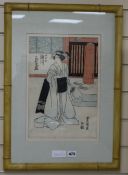 A 19th century Japanese woodblock print of bijin, 37 x 24cm