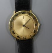 A gentlemen's Corum 18ct gold wristwatch, with baton hands and Roman numerals to the bezel, on