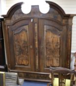 An 18th century Dutch oak and walnut armoire W.212cm