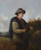 J. Hilles, oil on canvas, Youth with a sickle, signed and dated 1880 61 x 50cm