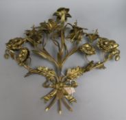 A French gilt metal five branch floral wall sconce