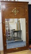 An Empire style bird's eye maple pier glass H.86cm