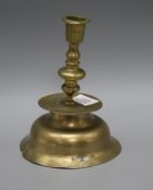 A 17th century brass bell shaped heemskerk, height 20cm