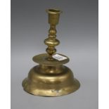 A 17th century brass bell shaped heemskerk, height 20cm