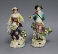 A pair of Derby style figures tallest 21cm