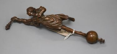 A bronze figural finial, length 27.5cm excl. screw