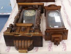 Two mahogany Vienna style wall clocks Larger 105cm