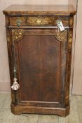 A Victorian inlaid walnut pier cabinet (with later panelled door), W.59cm