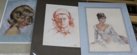 W.G.May a group of pastel and watercolour female portraits Largest 35 x 26cm. unframed.