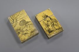 Two late 18th century pen work calling card cases