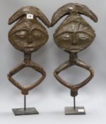 Two Ashantee overlaid carvings tallest 58cm