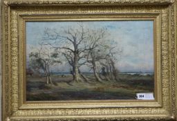 Attributed to Edwin Ellis, oil on canvas, trees in a landscape 33 x 53cm.