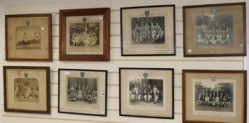 Eight early 20th century rowing and other sport related team photographs