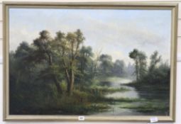 Alfred Stone, oil on canvas, River landscape, signed