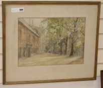 Mabel Spurrier, 'Long walk', Eton College, pencil and watercolour 30 x 42cm.