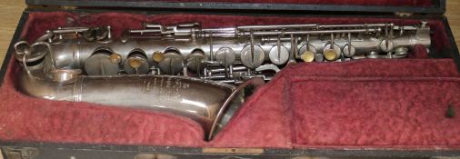 An early 20th century Adolphe sax alto saxophone, 14730, cased