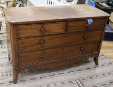 A Victorian mahogany low chest of two short and two long drawers on splay feet W125cm