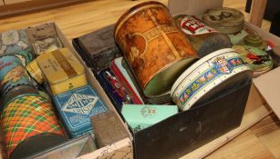 A large quantity of biscuit and sweet tins