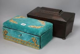 A jewellery cabinet and tea caddy