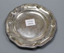 A white metal dinner plate, once belong to Emperor Haile Selassie, 21.5cm, 13 oz.