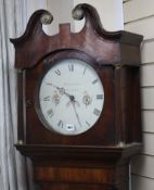 An early 19th century oak and mahogany cased 30 hour longcase clock by Hollywell & Son, Derby H.
