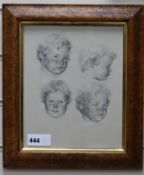 Edwards, pencil drawing, Studies of a child's head, 27 x 22cm