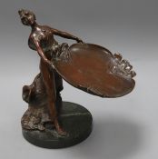 A spelter figural dish height 26cm (a.f.)